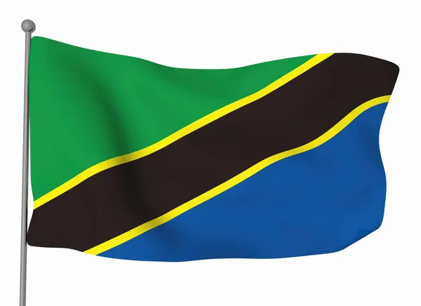 Modello Bandiera Tanzania Bandiera Sventolante Orizzontale Isolata Sullo Sfondo — Foto Stock