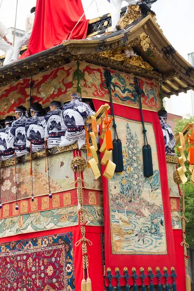 Gion Matsuri Festivali Yamaboko Junko Alayı Nsanlar Büyük Ahşap Geçit — Stok fotoğraf