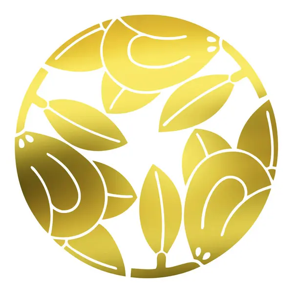 Gouden Bloemen Logo Geïsoleerd Witte Achtergrond — Stockfoto