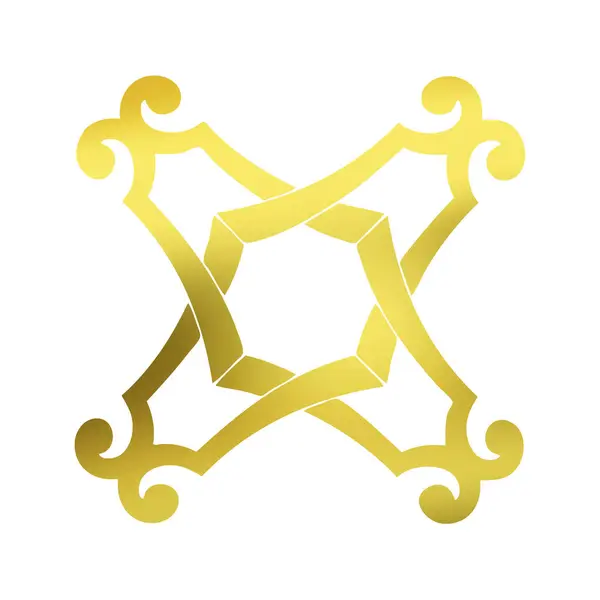 Traditionelle Japanische Familienwappen Logo Illustration Der Goldenen Farbe Auf Weißem — Stockfoto