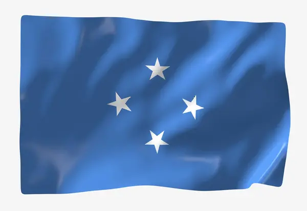 Modello Bandiera Micronesia Bandiera Sventolante Orizzontale Isolata Sullo Sfondo — Foto Stock