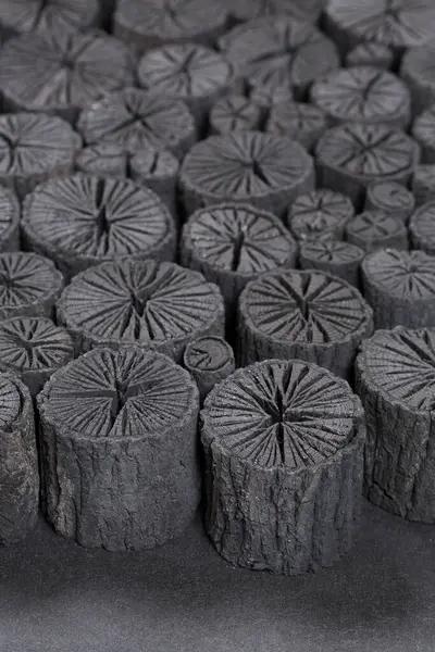Black Natural Wood Charcoal Background Close — Stock Photo, Image
