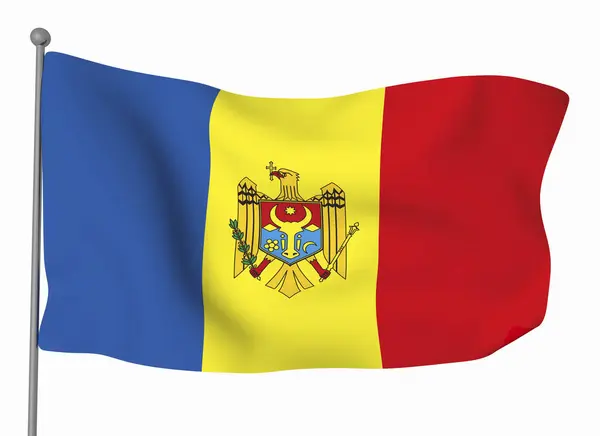 Moldavia Modello Bandiera Bandiera Sventolante Orizzontale Isolata Sullo Sfondo — Foto Stock