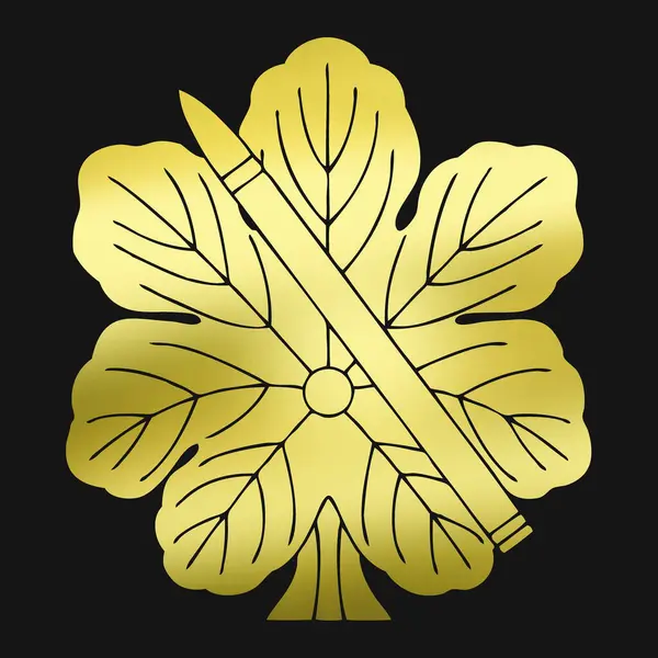 Modelo Logotipo Floral Planta Dourada Fundo Preto — Fotografia de Stock