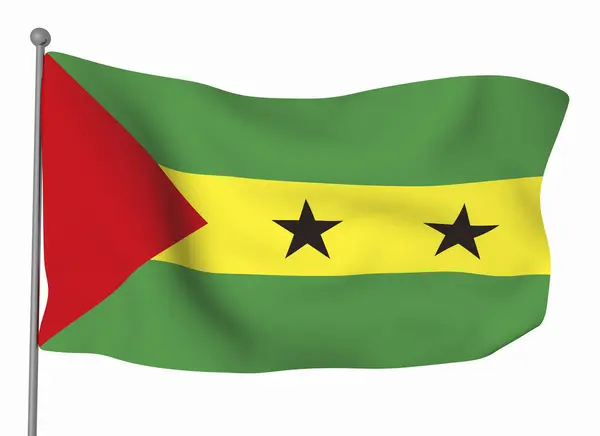 Sao Tome Principe Flag Template Horizontal Waving Flag Isolated Background — Stock Photo, Image