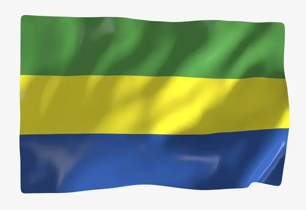Gabon Flag Template Horizontal Waving Flag Isolated Background — Stock Photo, Image