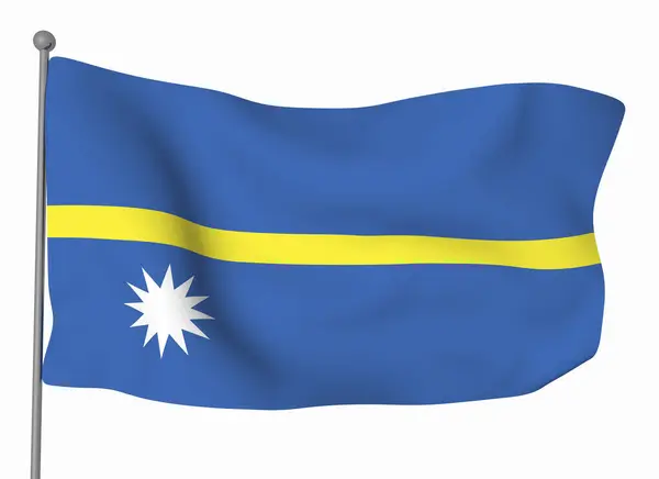Modello Bandiera Nauru Bandiera Sventolante Orizzontale Isolata Sullo Sfondo — Foto Stock