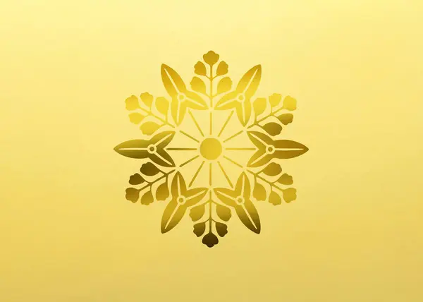 Золотой Цветочный Логотип Желтом Фоне — стоковое фото