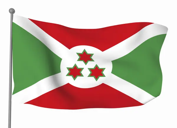 Modelo Bandeira Burundi Bandeira Ondulada Horizontal Isolada Fundo — Fotografia de Stock