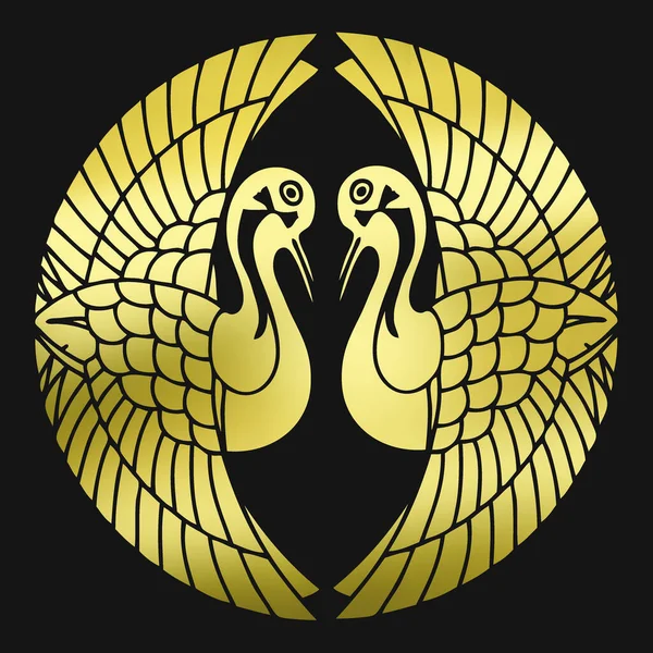 Traditionele Japanse Familiewapen Logo Illustratie Van Gouden Kleur Zwarte Achtergrond — Stockfoto