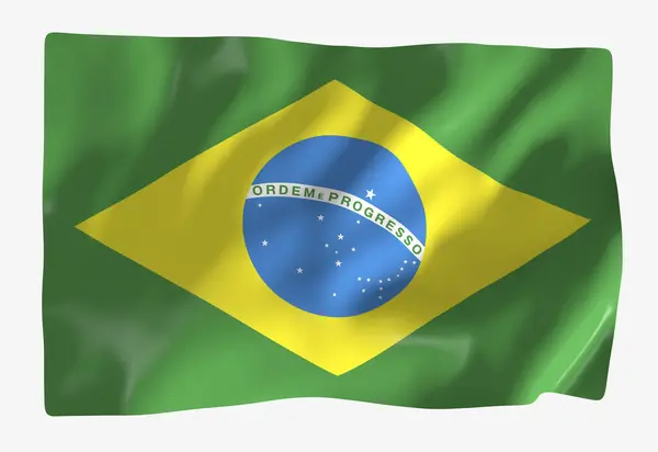 Brasilien Flagga Mall Horisontell Viftande Flagga Isolerad Bakgrunden — Stockfoto