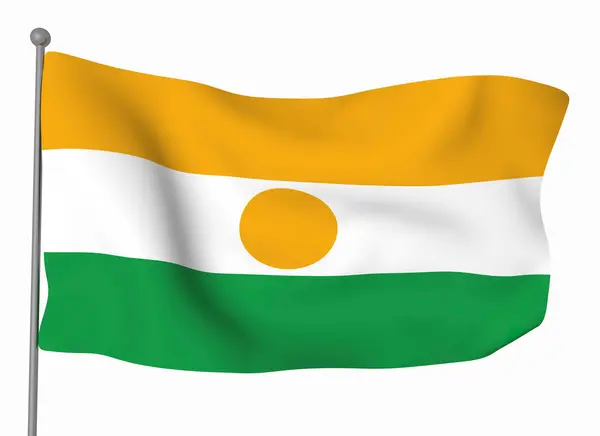 Niger Flagga Mall Horisontell Viftande Flagga Isolerad Bakgrunden — Stockfoto