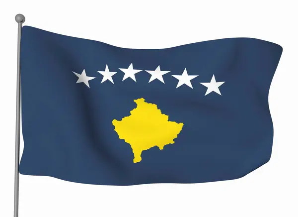 Modelo Bandeira Kosovo Bandeira Ondulada Horizontal Isolada Fundo — Fotografia de Stock
