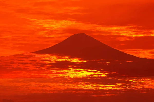 beautiful red sunset at mount Fuji, Japan