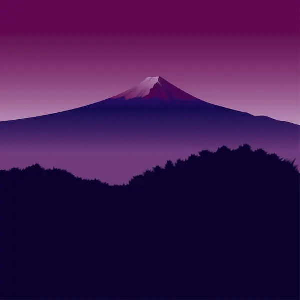 富士山と雲の美しいイラスト — ストック写真