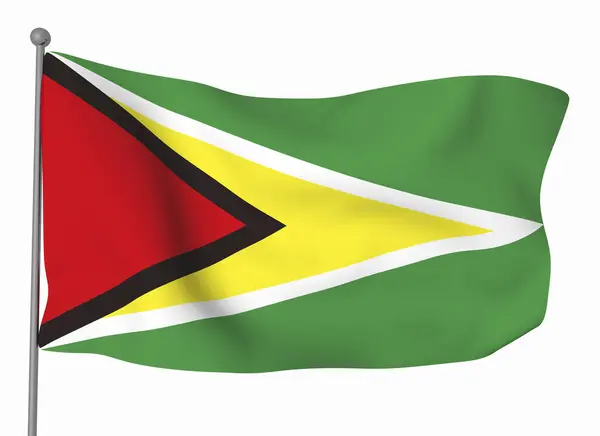 Modelo Bandeira Guiana Bandeira Ondulada Horizontal Isolada Fundo — Fotografia de Stock