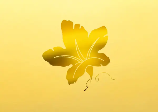 Zlaté Květinové Logo Žlutém Pozadí — Stock fotografie