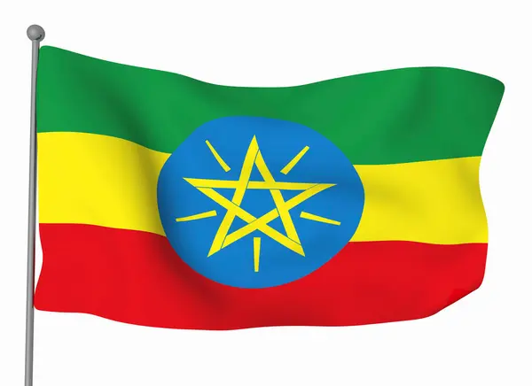 Ethiopia Flag Template Horizontal Waving Flag Isolated Background — Stock Photo, Image