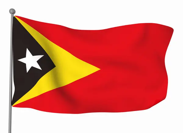 Wzór Flagi Wschodniego Timoru Flaga Falująca Pozioma Odizolowana Tle — Zdjęcie stockowe