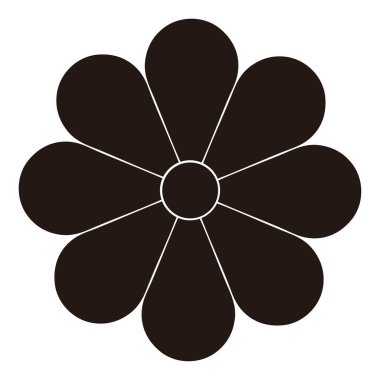 Beyaz arkaplanda siyah çiçek logosu var.