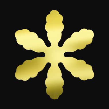 Geleneksel Japon aile arması logosu. Siyah arka planda altın rengi gösteriyor.     