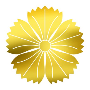 Beyaz arka planda izole edilmiş altın çiçek logosu