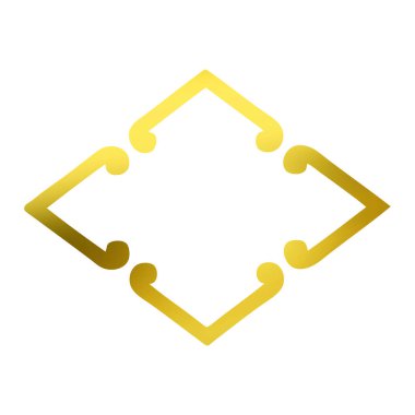 Geleneksel Japon aile arması logosu beyaz arka planda altın rengi gösteriyor     