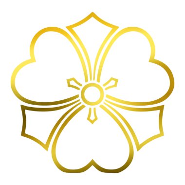 Beyaz arka planda izole edilmiş altın çiçek logosu