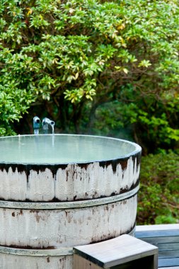 Japon Onsen, Tahta Küvet, Sıcak Bahar Banyosu, Doğa Kaplıcası, Rahatlama İnzivası