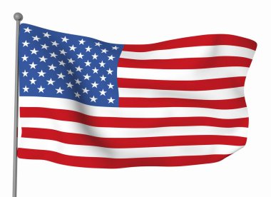 ABD bayrak şablonu. Yatay dalgalanma bayrağı, arkaplanda izole