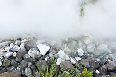 Nehrin kenarında buhar var.