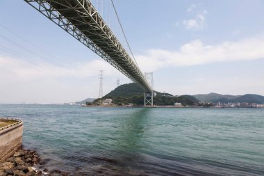 Kanmon Köprüsü, Shimonoseki şehri, Yamaguchi, Japonya