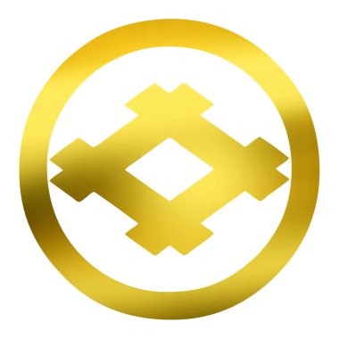 Geleneksel Japon aile arması logosu beyaz arka planda altın rengi gösteriyor     
