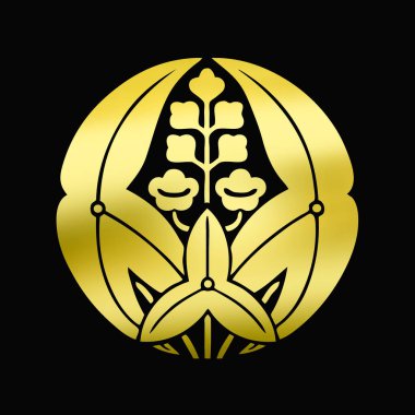 Siyah arkaplanda altın çiçekli logo 