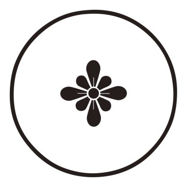 Beyaz arkaplanda siyah çiçek logosu 