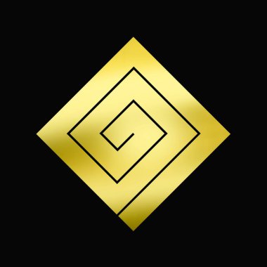 Geleneksel Japon aile arması logosu. Siyah arka planda altın rengi gösteriyor.     