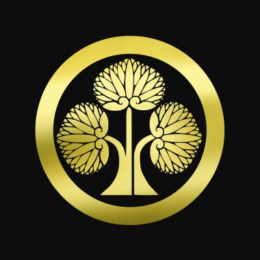 Siyah arkaplanda altın çiçekli logo 