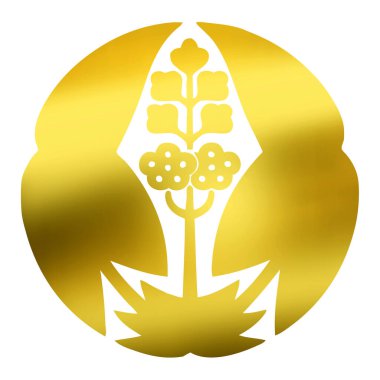 Beyaz arka planda izole edilmiş altın çiçek logosu