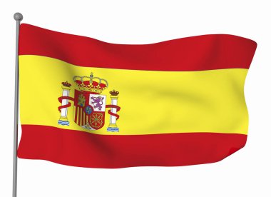 İspanya bayrak şablonu. Yatay dalgalanma bayrağı, arkaplanda izole