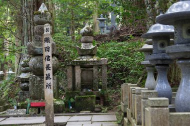  Japonya, Koyasan 'daki Okunoin antik Budist mezarlığı.