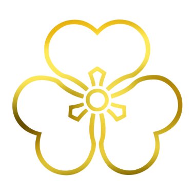 Beyaz arka planda izole edilmiş altın çiçek logosu