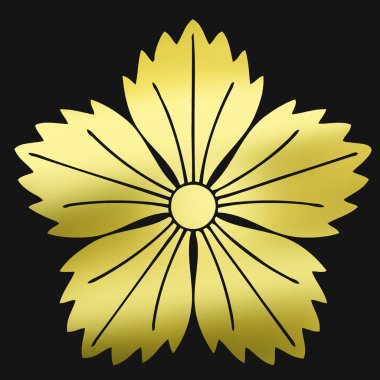 Geleneksel Japon aile arması logosu. Siyah arka planda altın rengi gösteriyor.     