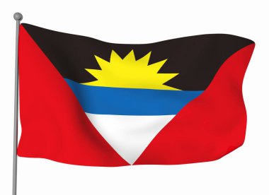 Antigua ve Barbuda bayrak şablonu. Yatay dalgalanma bayrağı, arkaplanda izole
