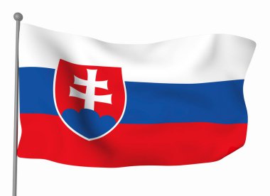 Slovakya bayrak şablonu. Yatay dalgalanma bayrağı, arkaplanda izole