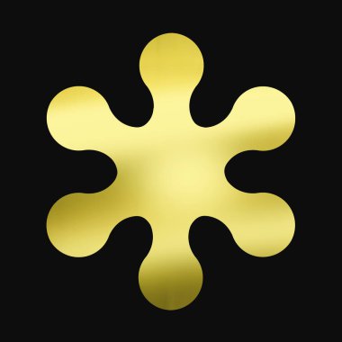 Geleneksel Japon aile arması logosu. Siyah arka planda altın rengi gösteriyor.     