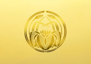 Sarı arka planda altın çiçekli logo