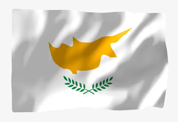 Modelo Bandeira Chipre Bandeira Ondulada Horizontal Isolada Fundo — Fotografia de Stock