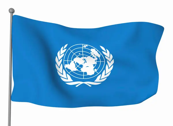 Plantilla Bandera Las Naciones Unidas Bandera Ondulante Horizontal Aislada Sobre —  Fotos de Stock