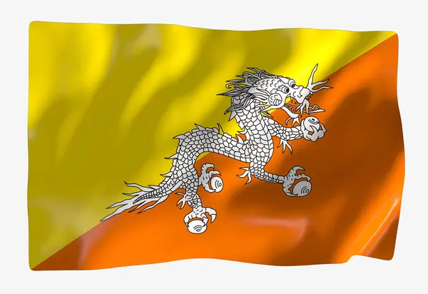 Szablon Flagi Bhutanu Flaga Falująca Pozioma Odizolowana Tle — Zdjęcie stockowe