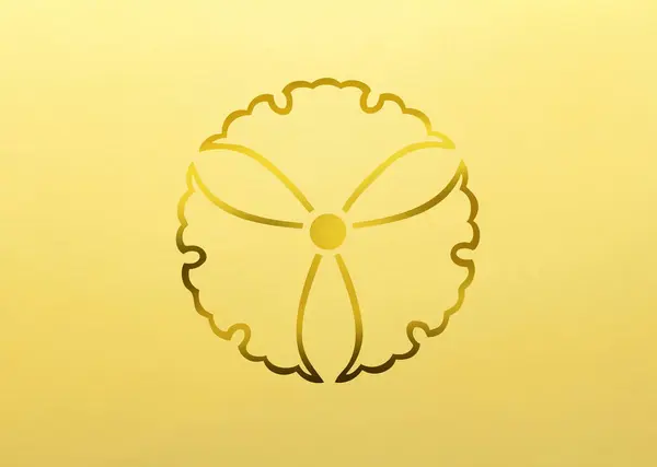 Złote Logo Kwiatowe Żółtym Tle — Zdjęcie stockowe